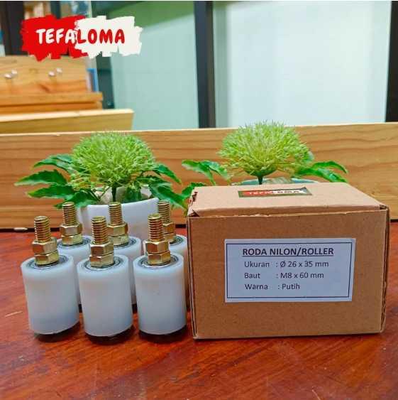 Satu BOX Roda Nilon/Roller Pintu Pagar Uk. Dia. 26 x 35 mm (Isi 6 Pcs)