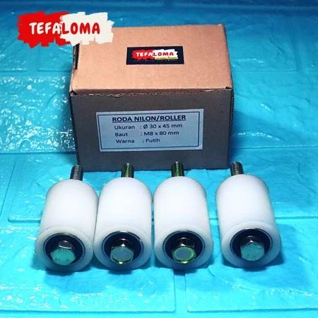 Satu BOX Roda Nilon/Roller Pintu Pagar Uk. Dia.30 x 45 mm (Isi 4 pcs)