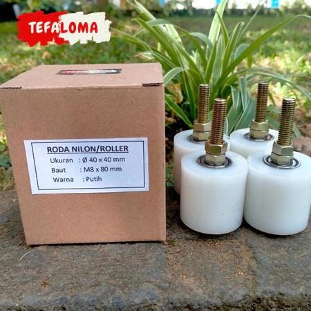 Satu Box Roda Nilon/Roller Pintu Pagar Uk. Dia. 40 X 40 Mm (Isi 4 Pcs)